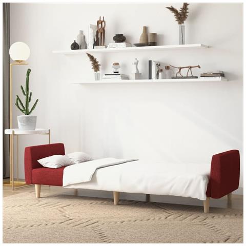 Divano Letto A 2 Posti Rosso Vino In Tessuto - Foto 2