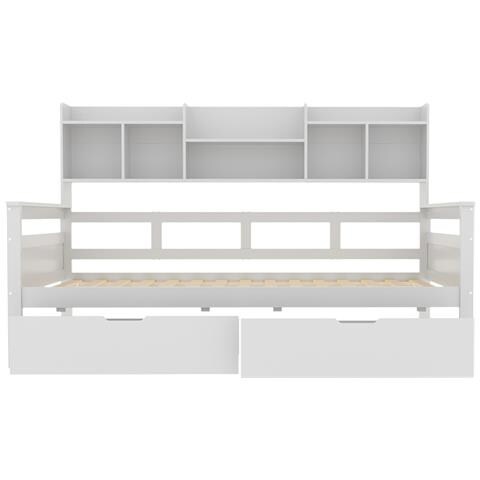 Divano Letto 90x200, Letto Per Bambini, Letto Per Ragazzi, Letto Singolo, Letto In Legno Massiccio, Bianco - Foto 2