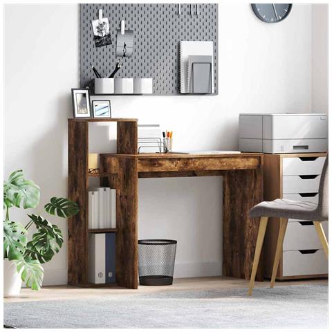 Scrivania Scrivania XL Rovere Affumicato Truciolato Medio Scrivania - Foto 2