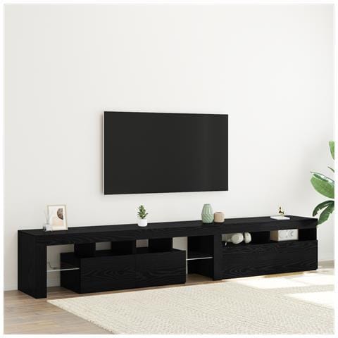 Mobili TV  2 pz con luci LED Rovere Nero Legno ingegnerizzato, Supporto TV  con luci LED - Rovere Nero, 90x35x40 cm, fatto in legno ingegnerizzato - Foto 2