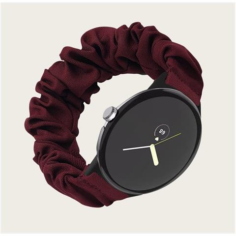 Cinturino Per Orologio Intelligente A Scrunchie Compatibile Con Google Pixel 2 - Tessuto Confortevole Ed Elegante Red - Foto 2