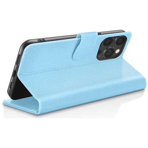 Custodia A Portafoglio Per Iphone 13 Pro Max Con Supporto E Linguetta Magnetica, Azzurro - Foto 2
