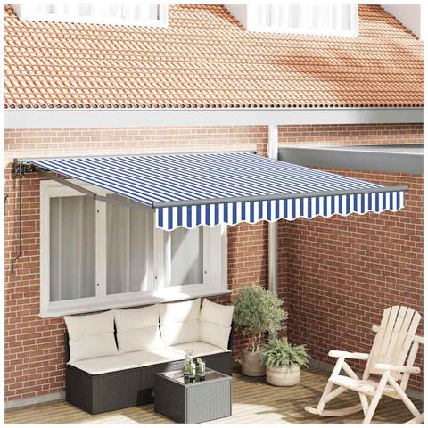 Tenda Retrattile Blu e Bianco 350x250 cm Tessuto - Foto 2