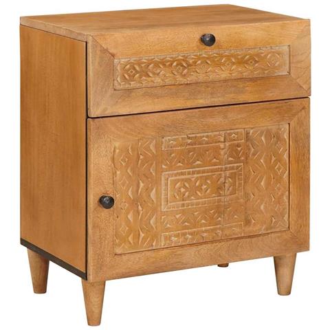 Comodino Marrone chiaro 50 x 33 x 60 cm legno massello di mango - Foto 1