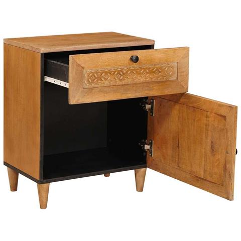 Comodino Marrone chiaro 50 x 33 x 60 cm legno massello di mango - Foto 2