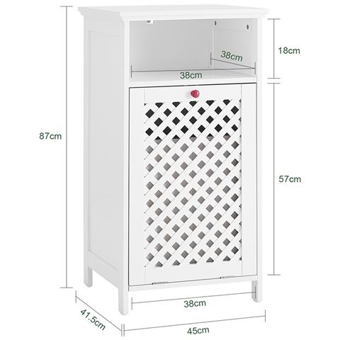 Mobiletto Bagno Con Cesto E Ante Intrecciate, Maniglie Rosse, Mdf E1 - Foto 2