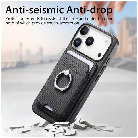 Custodia Nera In Pelle Pu Con Porta Carte Magnetico Compatibile Con Iphone 17 Air - Foto 2