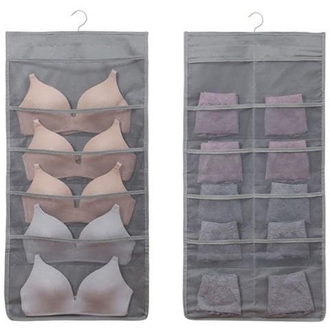 Organizzatore Sospeso In Tessuto Non Tessuto Per Biancheria Intima Con 15 Tasche (5 Anteriori + 10 Posteriori) Grey - Foto 1