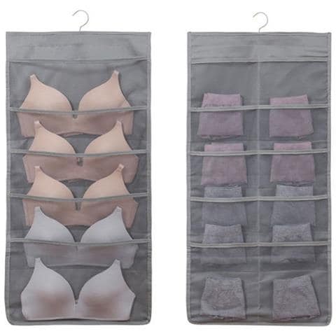 Organizzatore Sospeso In Tessuto Non Tessuto Per Biancheria Intima Con 15 Tasche (5 Anteriori + 10 Posteriori) Grey - Foto 4