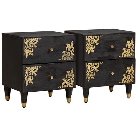 Armadio da Notte con cassetto 2 pcs Nero 40 x 33 x 46 cm - Foto 1