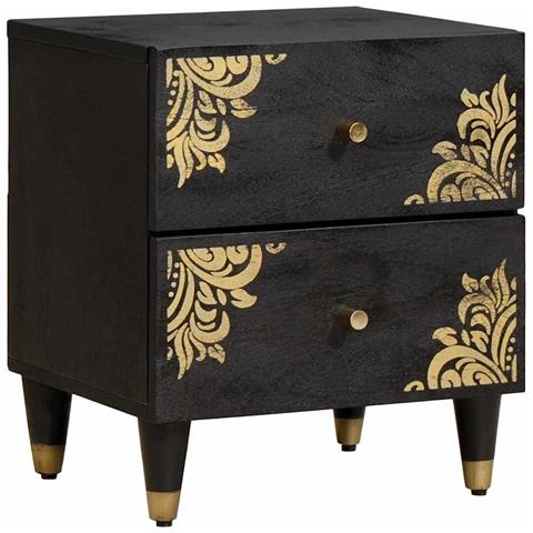 Armadio da Notte con cassetto 2 pcs Nero 40 x 33 x 46 cm - Foto 2