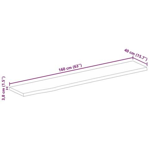 Piano Tavolo Bordi Vivi 160x40x3,8cm in Legno Massello di Mango - Foto 9