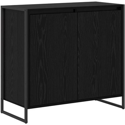 Mobile laterale Rovere Nero 79 x 36 x 75 cm Legno multistrato - Foto 1