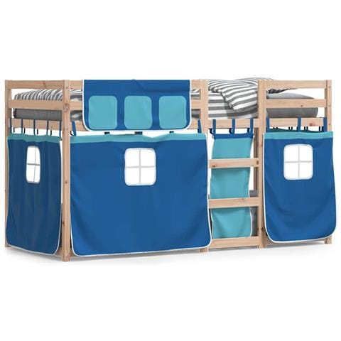 Letto a Castello senza Materasso Blu 90x190cm Massello Pino - Foto 1