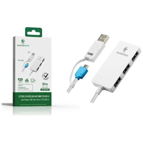 Lettore Schede Sd Tf - Hub Usb 2.0 Otg 3 Porte + Micro Usb Per Pc Tablet Cell - Foto 1