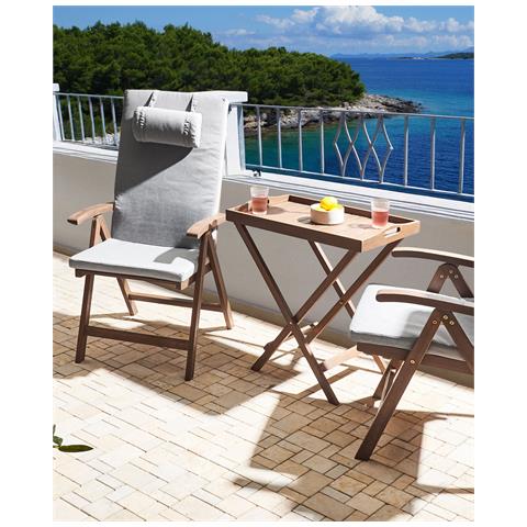 Set Di 2 Sedie Da Giardino Con Cuscini Amantea Premium Legno D \'acacia Grigio Melange - Foto 1