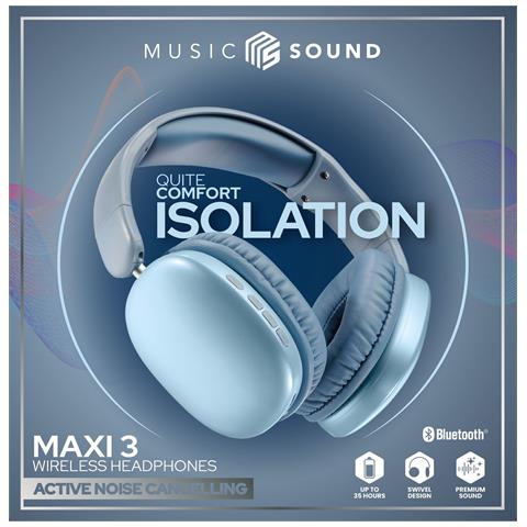 MAXI3 Cuffie wireless over-ear MAXI3 con tecnologia Active Noise Cancelling: esperienza d'ascolto immersiva e priva di distrazioni, fino a 35 ore di autonomia. Design moderno, comfort, stile e suono rivoluzionario e potente. - Foto 2
