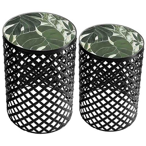 Set Di 2 Supporti In Mosaico Nero E Metallo - Foto 1