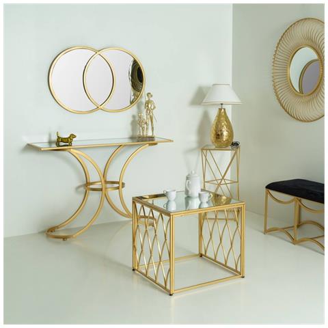 Tavolino In Metallo Con Piano In Vetro 35x35x70h Cm - Foto 2