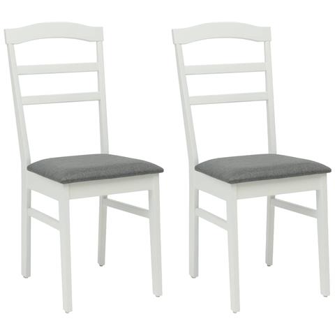 Sedia da pranzo 2 pcs Bianco e Grigio Legno di gomma solido - Foto 1