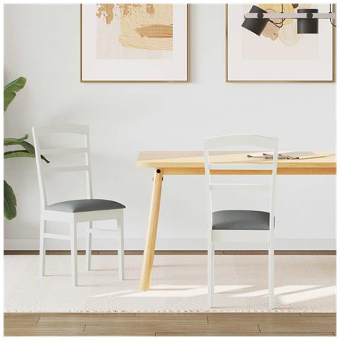 Sedia da pranzo 2 pcs Bianco e Grigio Legno di gomma solido - Foto 2