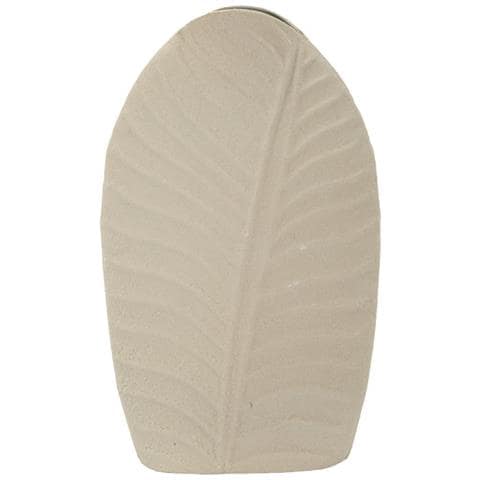 Vaso Dune Tall Piccolo In Metallo Crema Con Decoro A Foglia - Foto 1