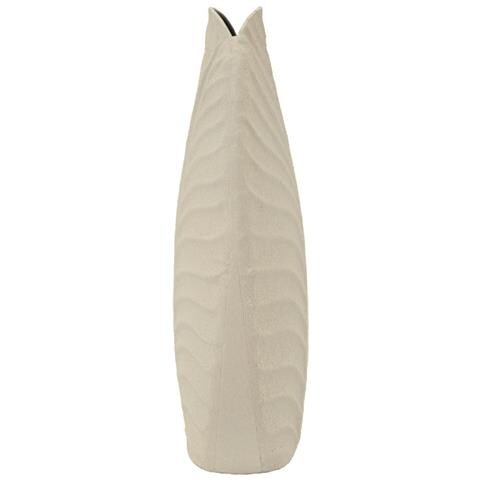 Vaso Dune Tall Piccolo In Metallo Crema Con Decoro A Foglia - Foto 2