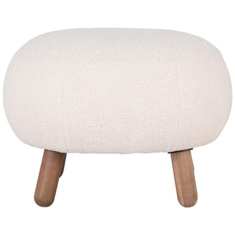 Poggiapiedi Savona In Pelliccia Sintetica Bianca Con Gambe Effetto Noce, 56×47 Cm - Foto 2