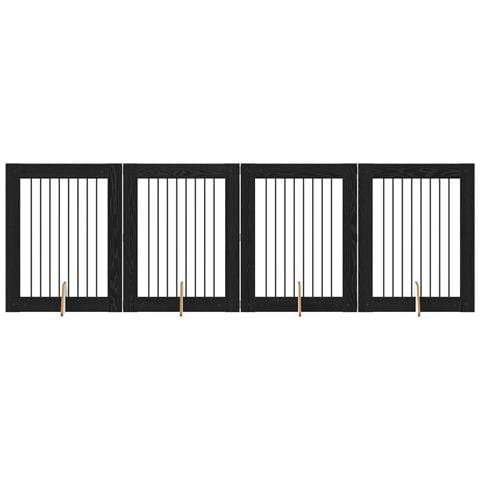 Cancello per cani con supporti 4 pcs Rovere Nero 80 x 100 cm - Foto 1