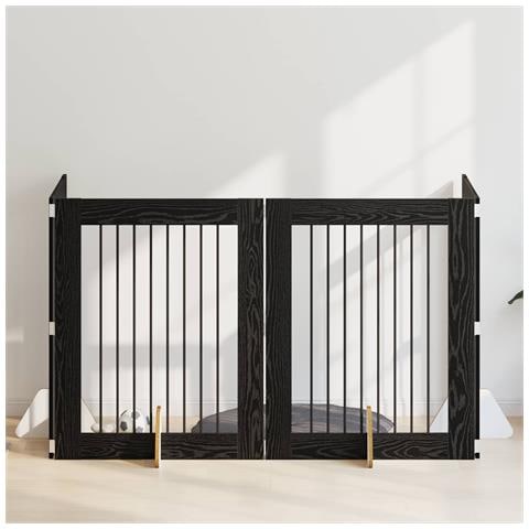 Cancello per cani con supporti 4 pcs Rovere Nero 80 x 100 cm - Foto 2