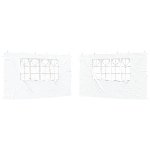 Parete per tenda da festa 2 pcs 400 x 195 cm Bianco - Foto 1