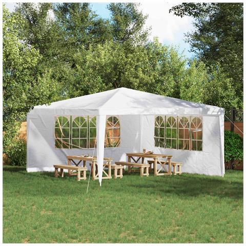 Parete per tenda da festa 2 pcs 400 x 195 cm Bianco - Foto 2