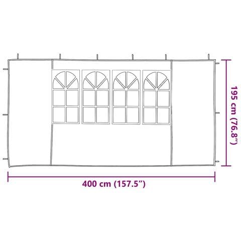 Parete per tenda da festa 2 pcs 400 x 195 cm Bianco - Foto 6