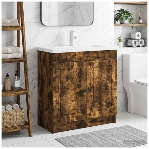 Mobiletto da bagno sotto il lavello Rovere Fumo - Foto 2