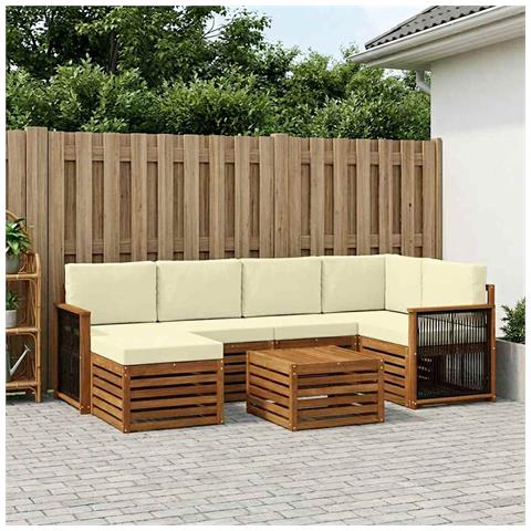 Set divano sezionale con cuscino 6 pcs Naturale e Crema - Foto 2