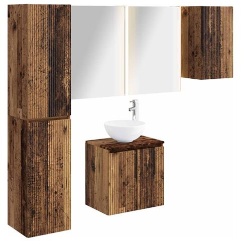Set di Armadi da Bagno 5 pcs Legno antico 53 x 15,5 x 70 cm - Foto 1