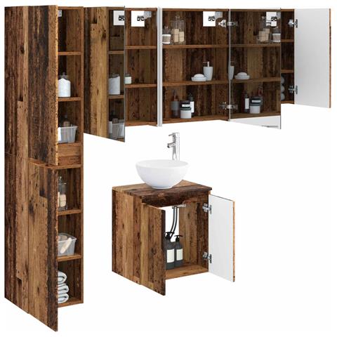Set di Armadi da Bagno 5 pcs Legno antico 53 x 15,5 x 70 cm - Foto 2