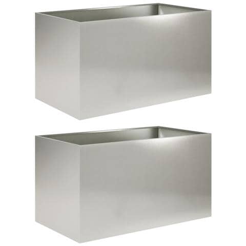 Vaso da giardino 2 pz Argento 80 x 50 x 50 cm Acciaio Inox - Foto 1