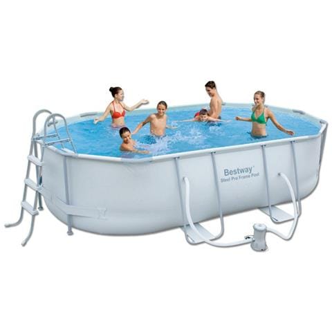 Piscina Ovale con Telaio Antiruggine 488 x 305 x H 107 cm - Foto 4
