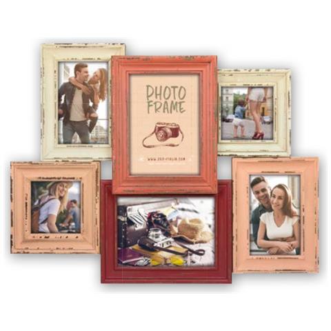 S. r. l. Yannis - Cornice portafoto in Legno, 10 x 10 cm, 10 x 15 cm, 2 Foto 13 x 18 cm, Colore: Marrone / Crema - Foto 1