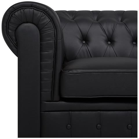 Poltrona Vintage In Ecopelle Nera Chesterfield Grande - Foto 18