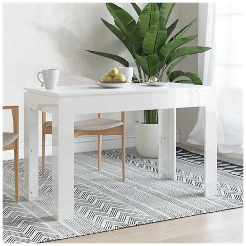 Tavolo da Pranzo Bianco Lucido 120x60x76 cm Legno Multistrato - Foto 7