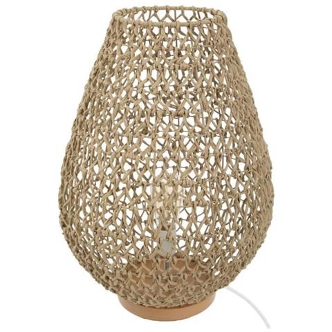 Lampada Da Tavolo In Metallo E Carta - H 55 Cm - Beige - Foto 1