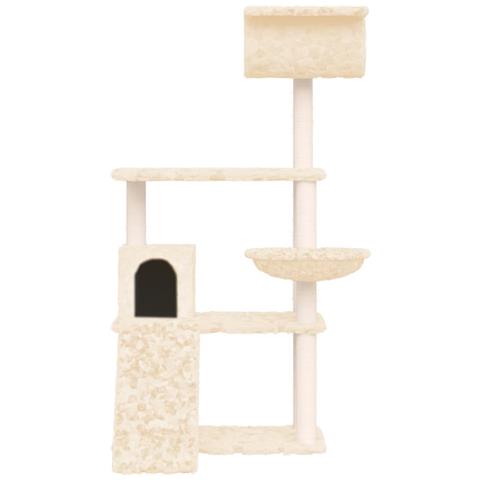 Albero Per Gatti Con Tiragraffi In Sisal Crema 131 Cm - Foto 2
