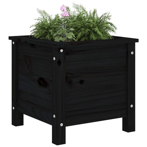 Fioriera Da Giardino Nera 40x40x39 Cm Legno Massello Di Pino - Foto 3