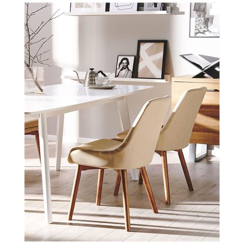 Set Di 2 Sedie Da Pranzo Tessuto Beige Melfort - Foto 1