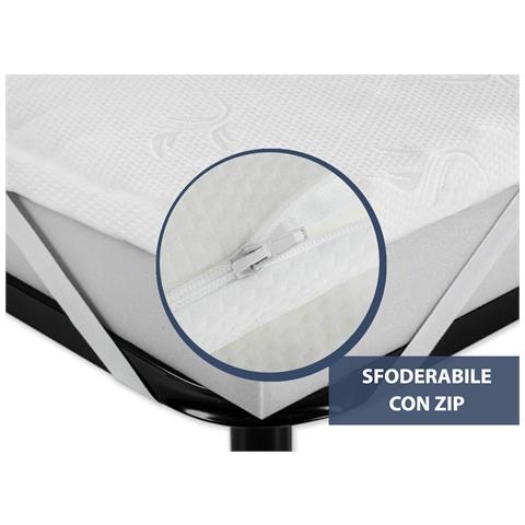 Topper Memory Materasso Sfoderabile Con Elastici Agli Angoli 7 Zone Altezza 4cm Singolo Altezza 4cm - Foto 5