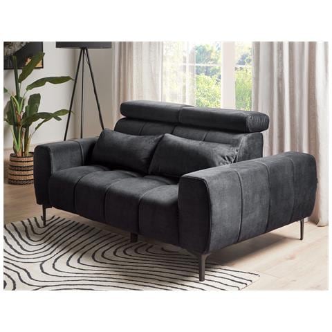 Divano 2 Posti Vegamo Velluto Nero - Foto 1