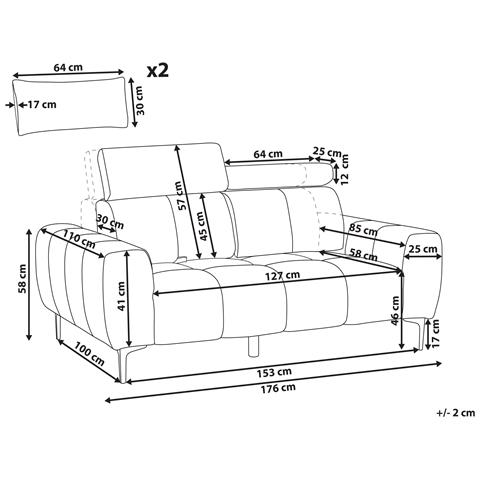 Divano 2 Posti Vegamo Velluto Nero - Foto 5