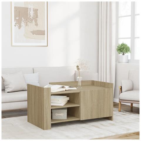 Tavolino Salotto Rovere Sonoma 100x50x50cm In Legno Multistrato - Foto 1
